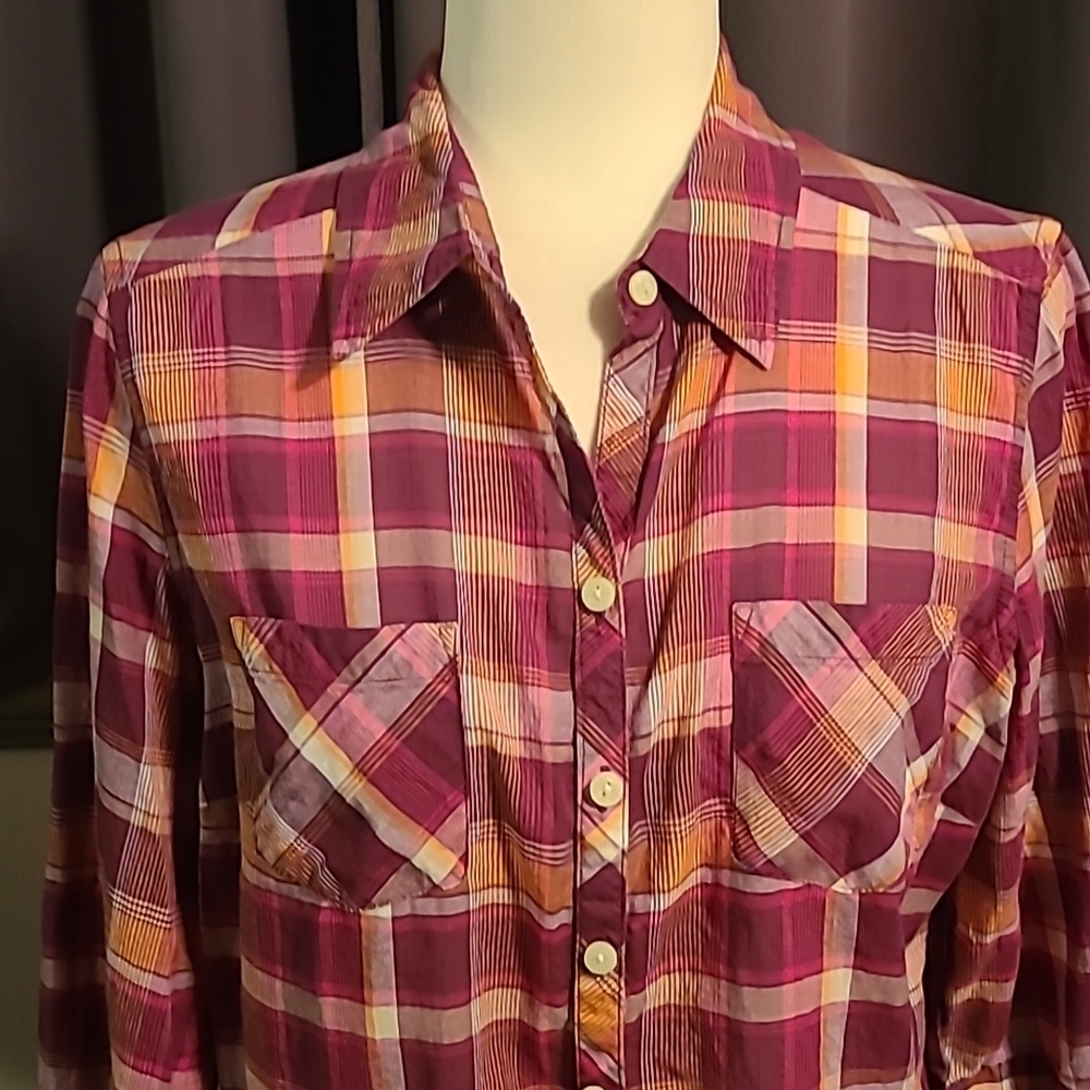 Croft and Barrow Plaid Top - Petite Large - Picture 3 of 10